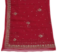 Sushila Vintage Red Dupatta Blend Georgette Silk Zari Embroidered Long Stole