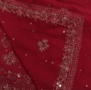 Sushila Vintage Red Dupatta Blend Georgette Silk Zari Embroidered Long Stole