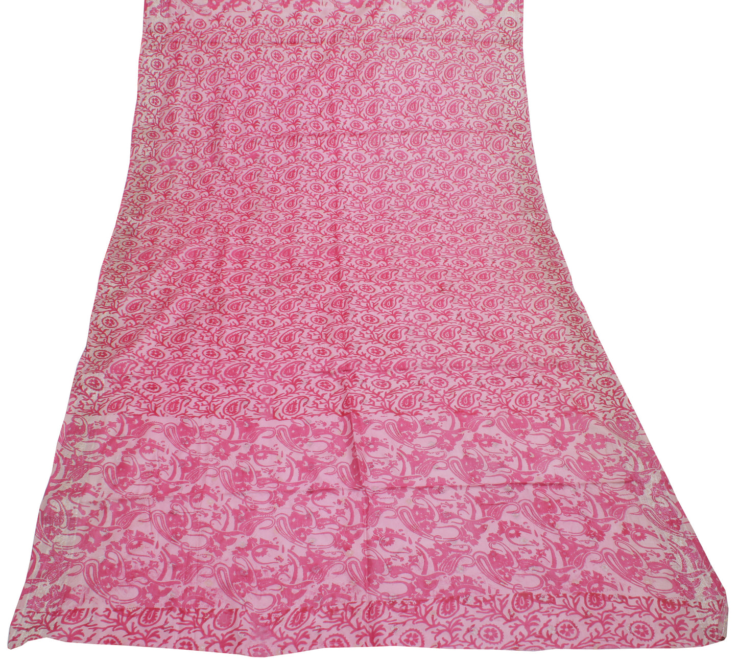 Sushila Vintage Pink Dupatta 100% Pure Silk Printed & Woven Long Stole Scarves