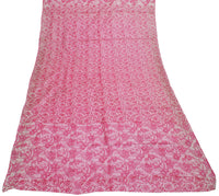 Sushila Vintage Pink Dupatta 100% Pure Silk Printed & Woven Long Stole Scarves