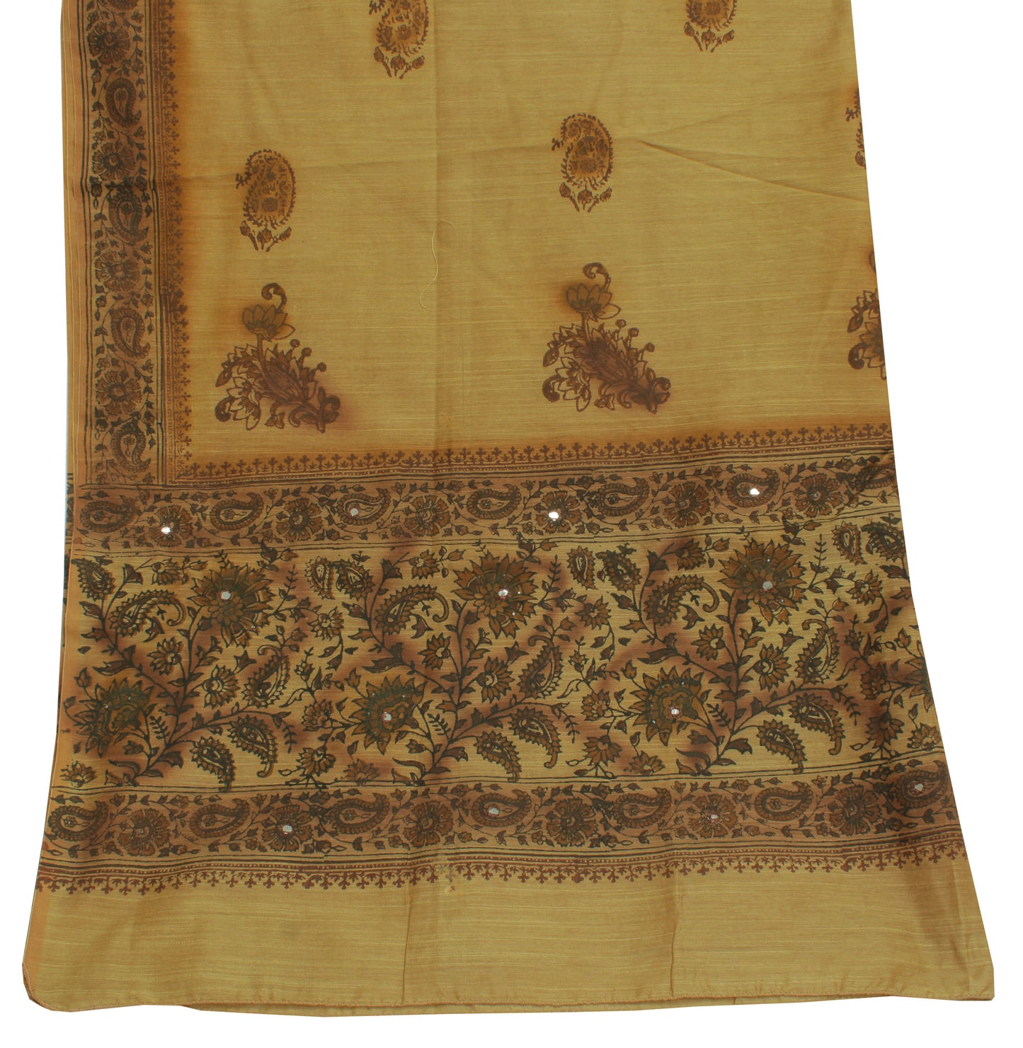 Sushila Vintage Brown Indian Dupatta Blend Cotton Printed Long Stole Scarves