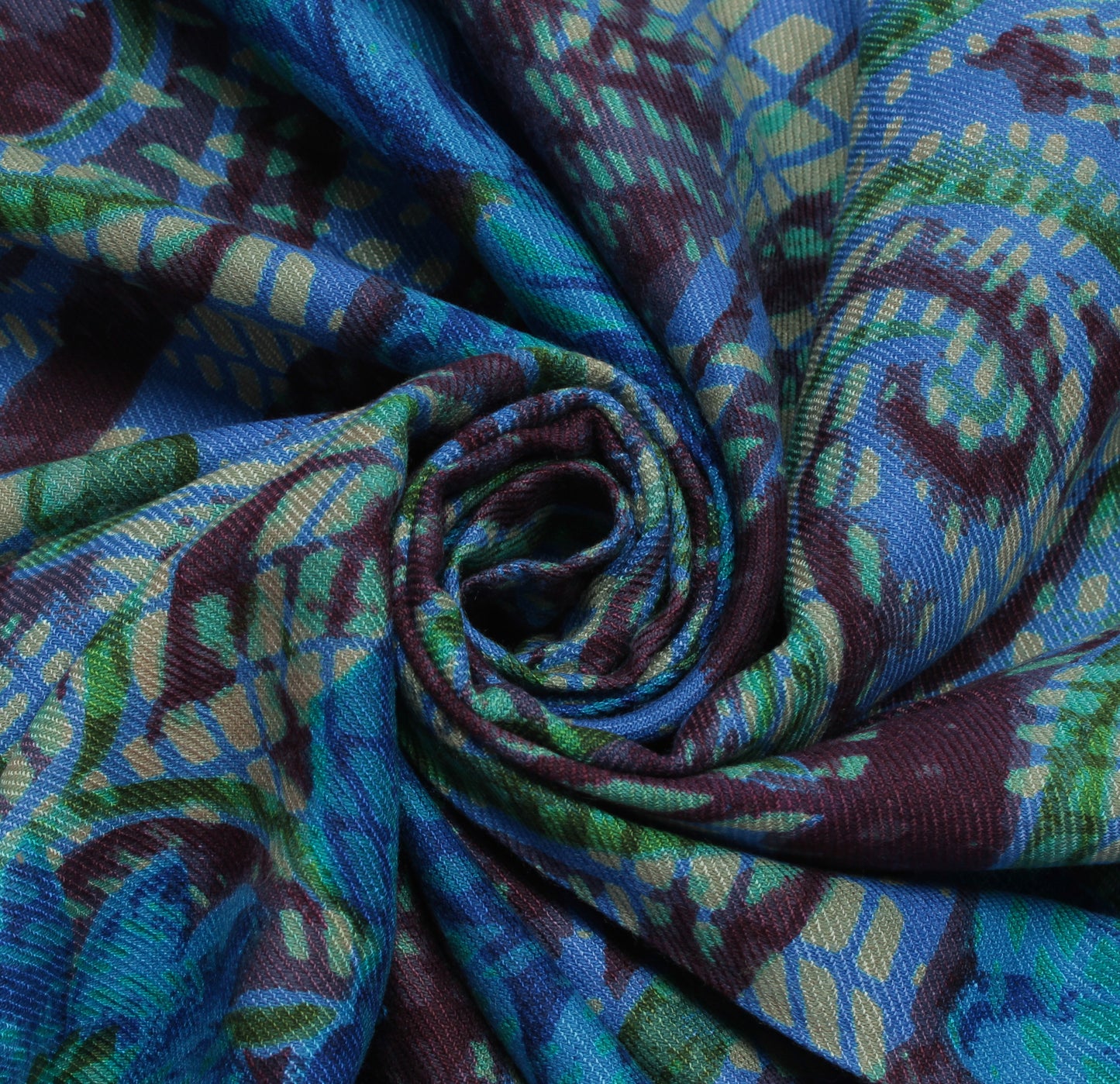 Sushila Vintage Blue Dupatta Pure Woolen Woven & Printed Long Stole Scarves
