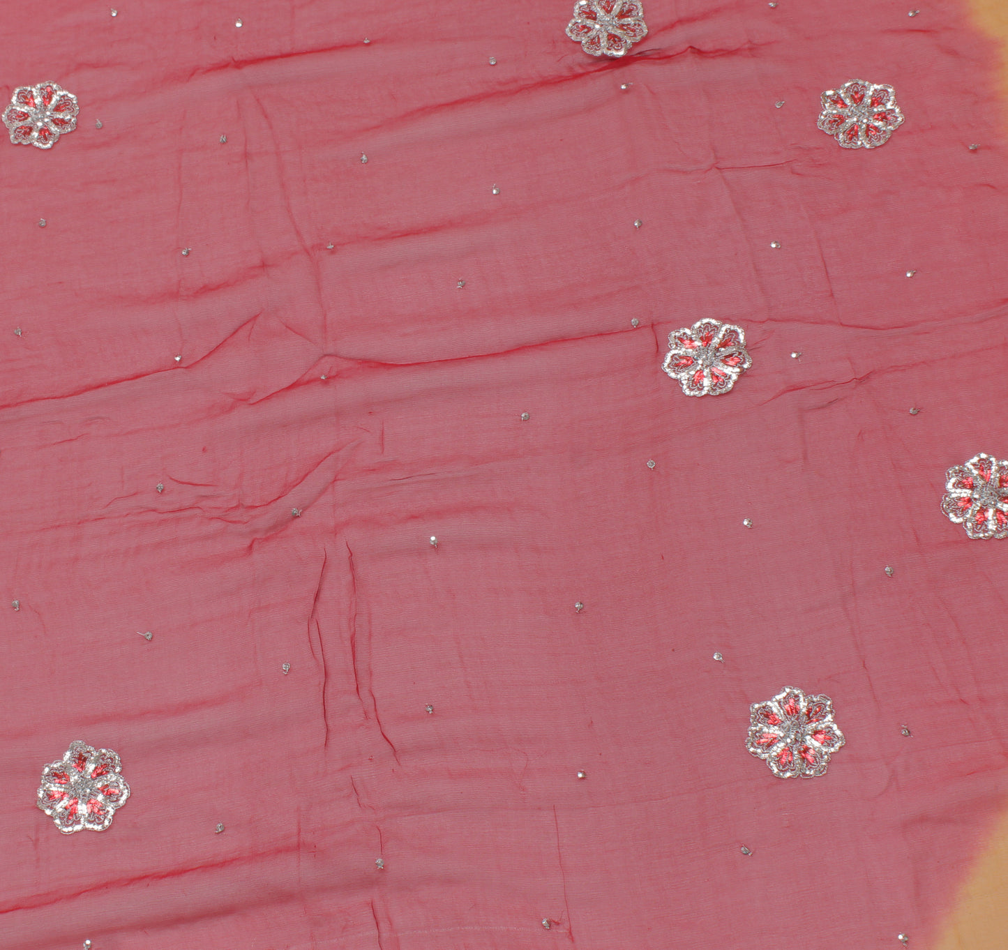 Sushila Vintage Red Dupatta Pure Georgette Silk Embroidered Long Stole Scarves