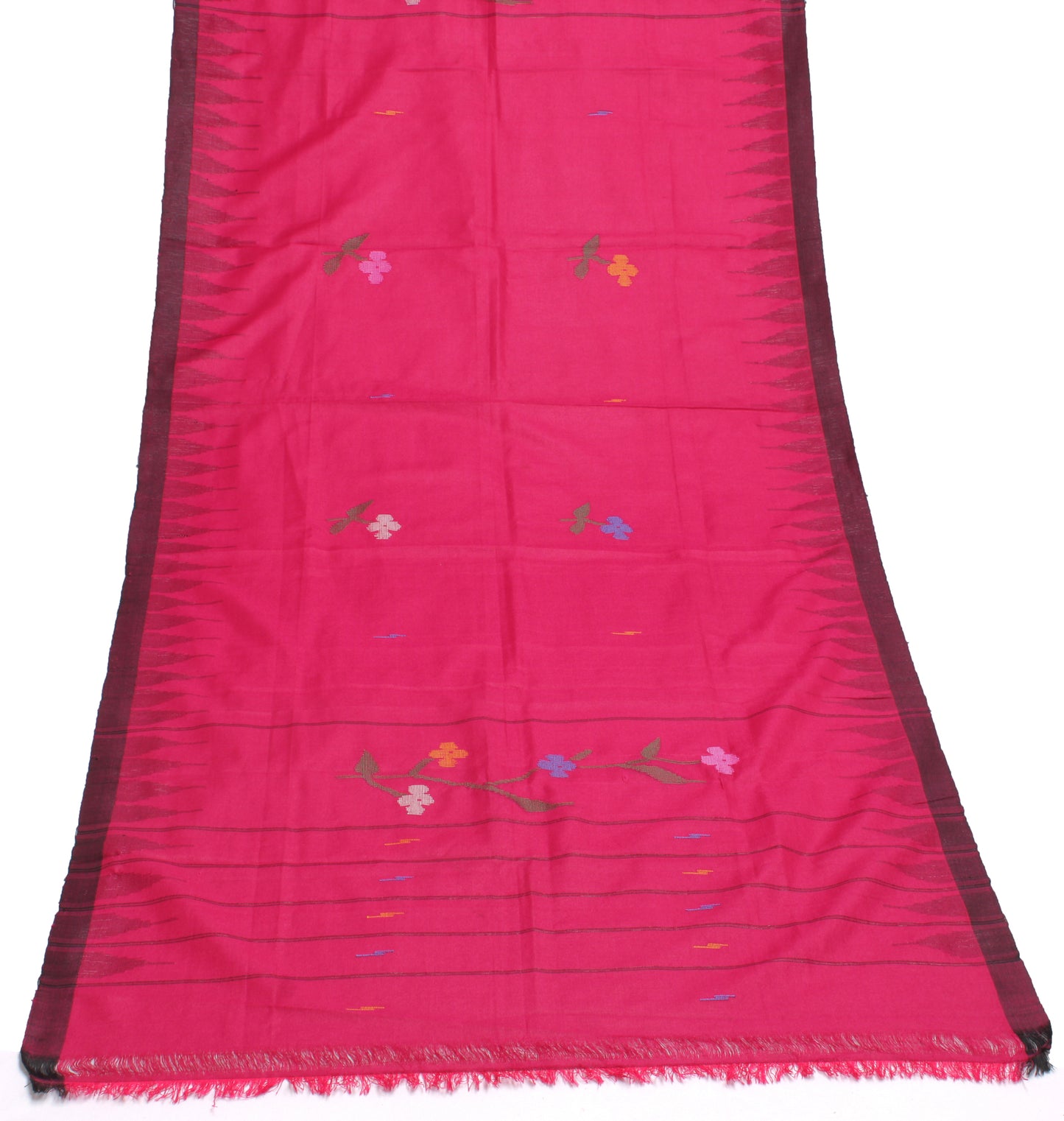 Sushila Vintage Dark Pink Indian Dupatta Blend Cotton Woven Long Stole Scarves