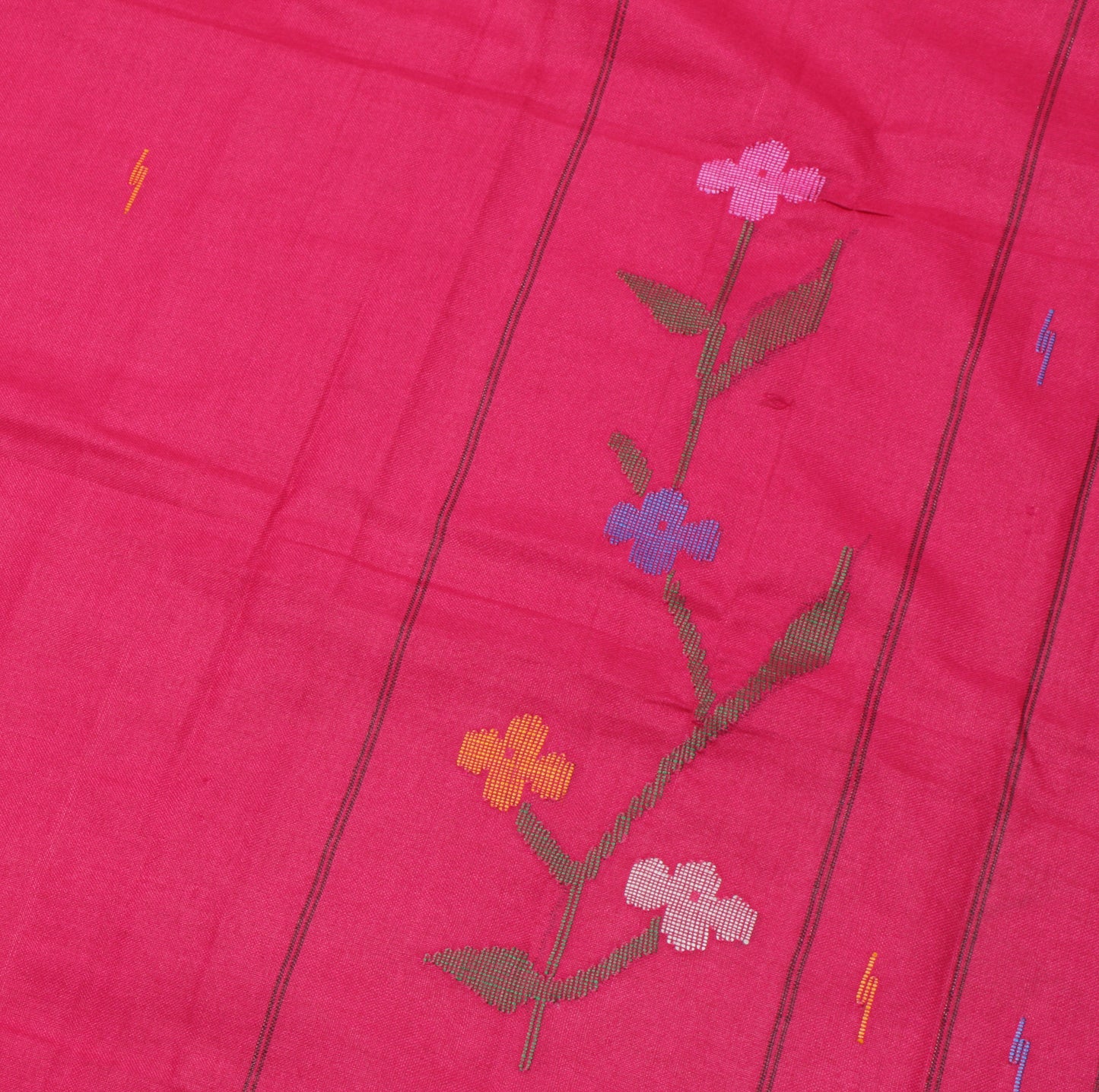 Sushila Vintage Dark Pink Indian Dupatta Blend Cotton Woven Long Stole Scarves