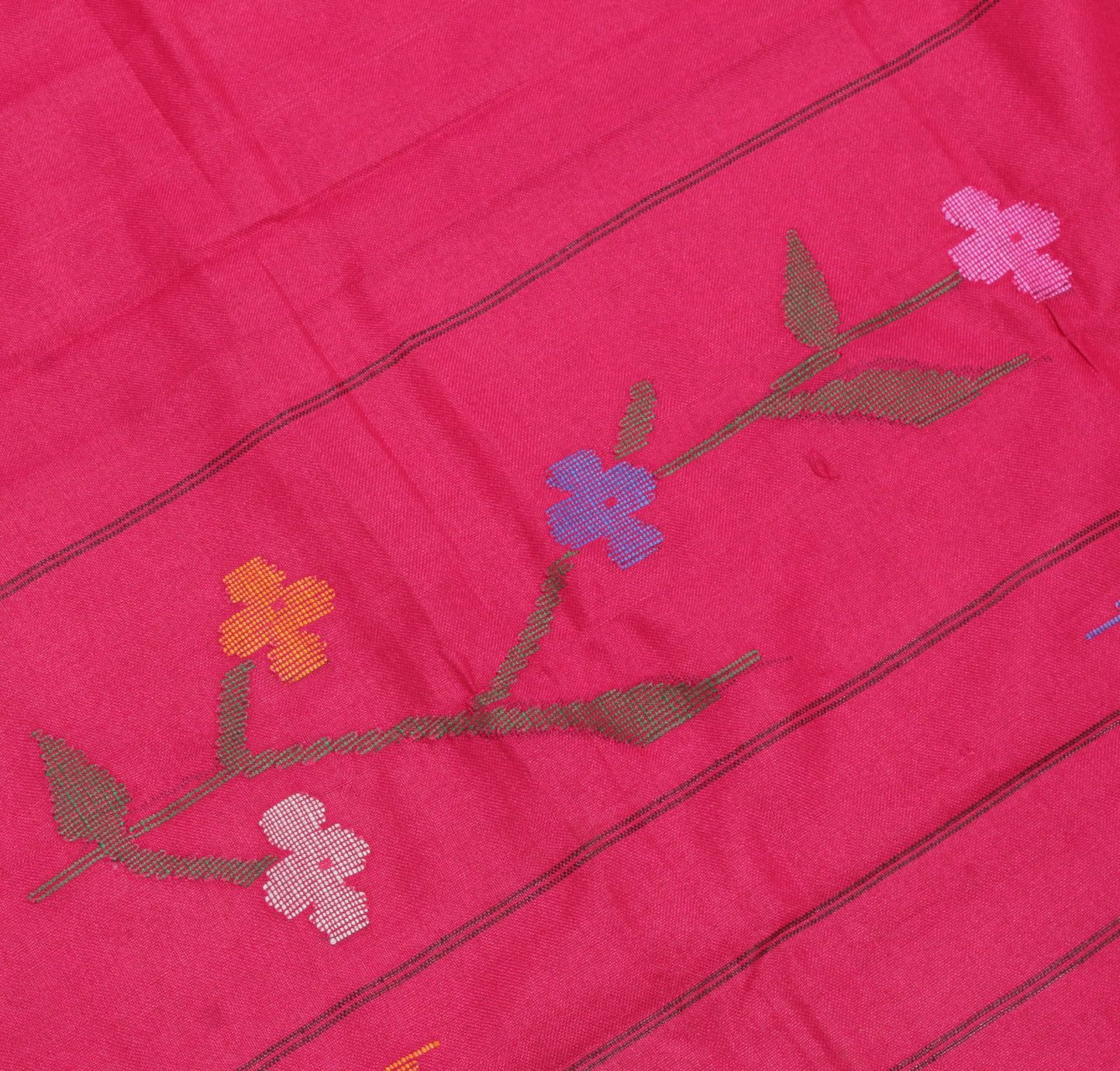 Sushila Vintage Dark Pink Indian Dupatta Blend Cotton Woven Long Stole Scarves