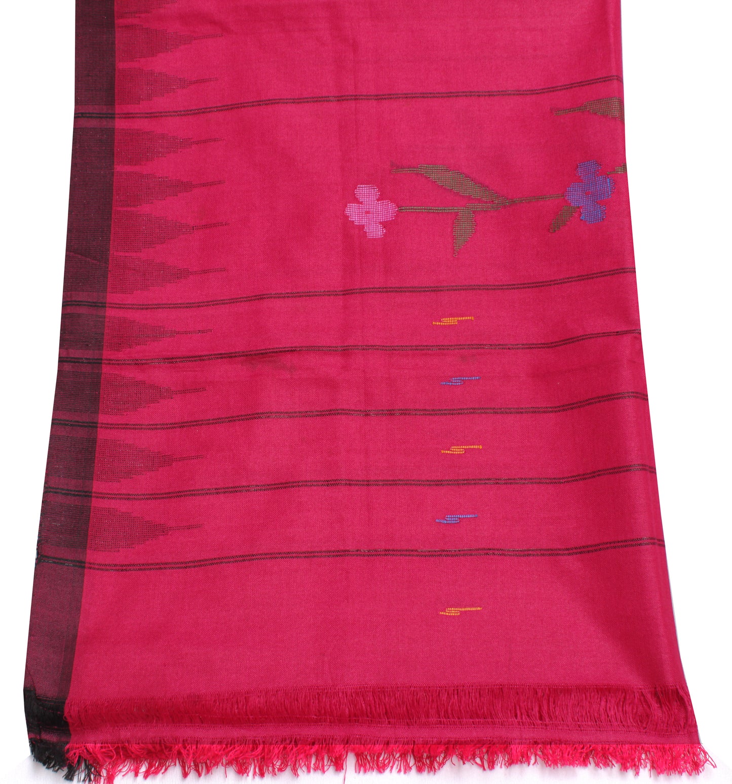 Sushila Vintage Dark Pink Indian Dupatta Blend Cotton Woven Long Stole Scarves