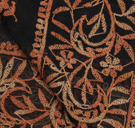 Sushila Vintage Black Indian Dupatta Net Mesh Embroidered Long Stole Hijab