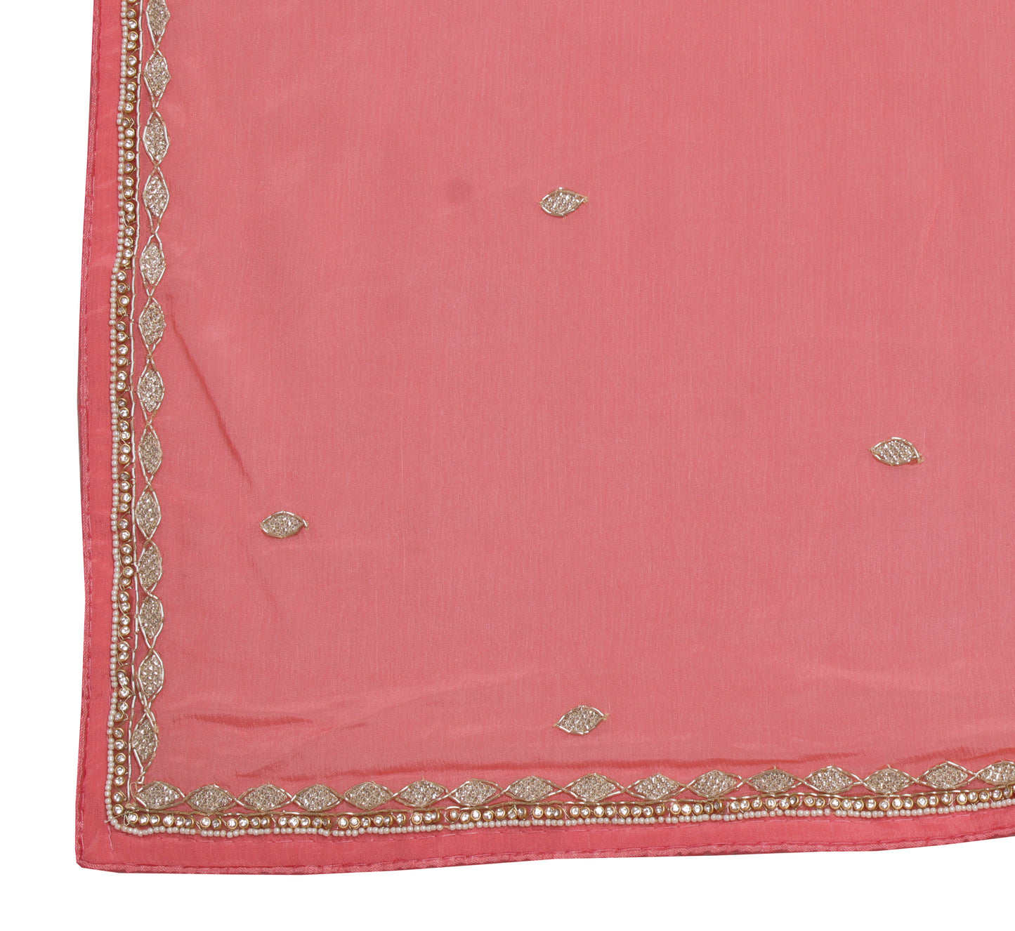 Sushila Vintage Peach Dupatta Pure Chiffon Hand Beaded Long Stole Veil Scarves