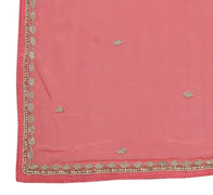 Sushila Vintage Peach Dupatta Pure Chiffon Hand Beaded Long Stole Veil Scarves