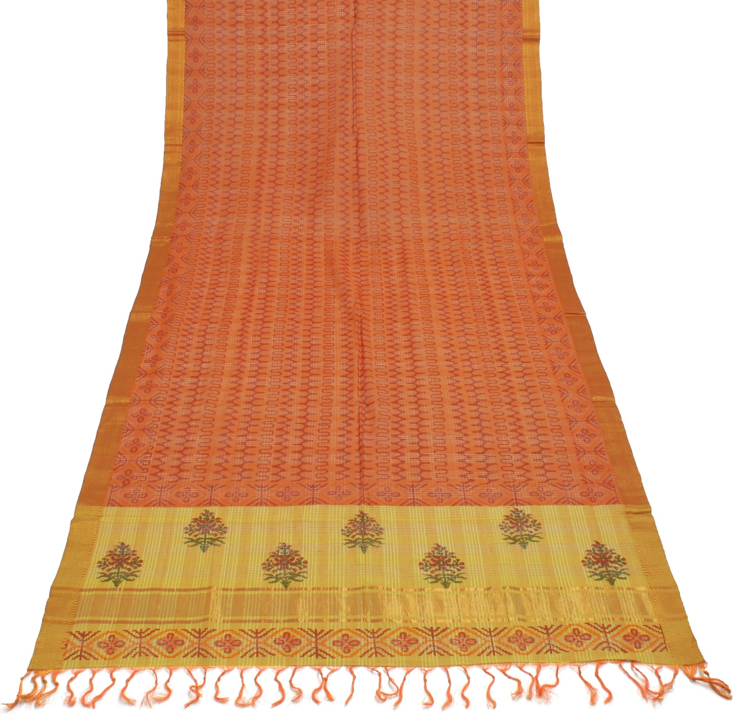 Sushila Vintage Orange Indian Dupatta 100% Pure Cotton Printed Long Stole Hijab