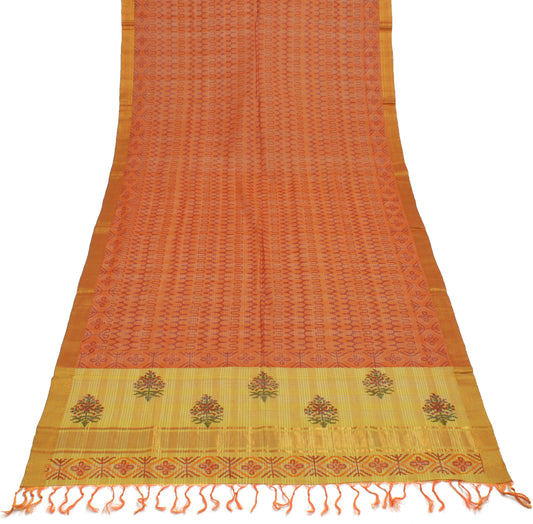Sushila Vintage Orange Indian Dupatta 100% Pure Cotton Printed Long Stole Hijab