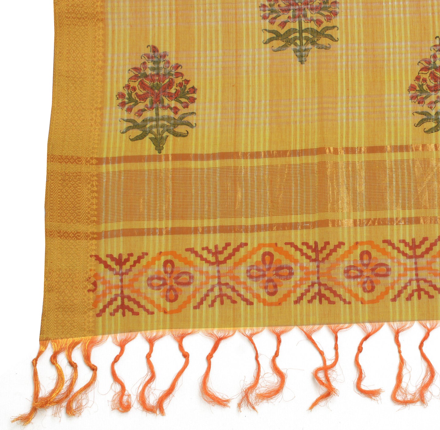 Sushila Vintage Orange Indian Dupatta 100% Pure Cotton Printed Long Stole Hijab