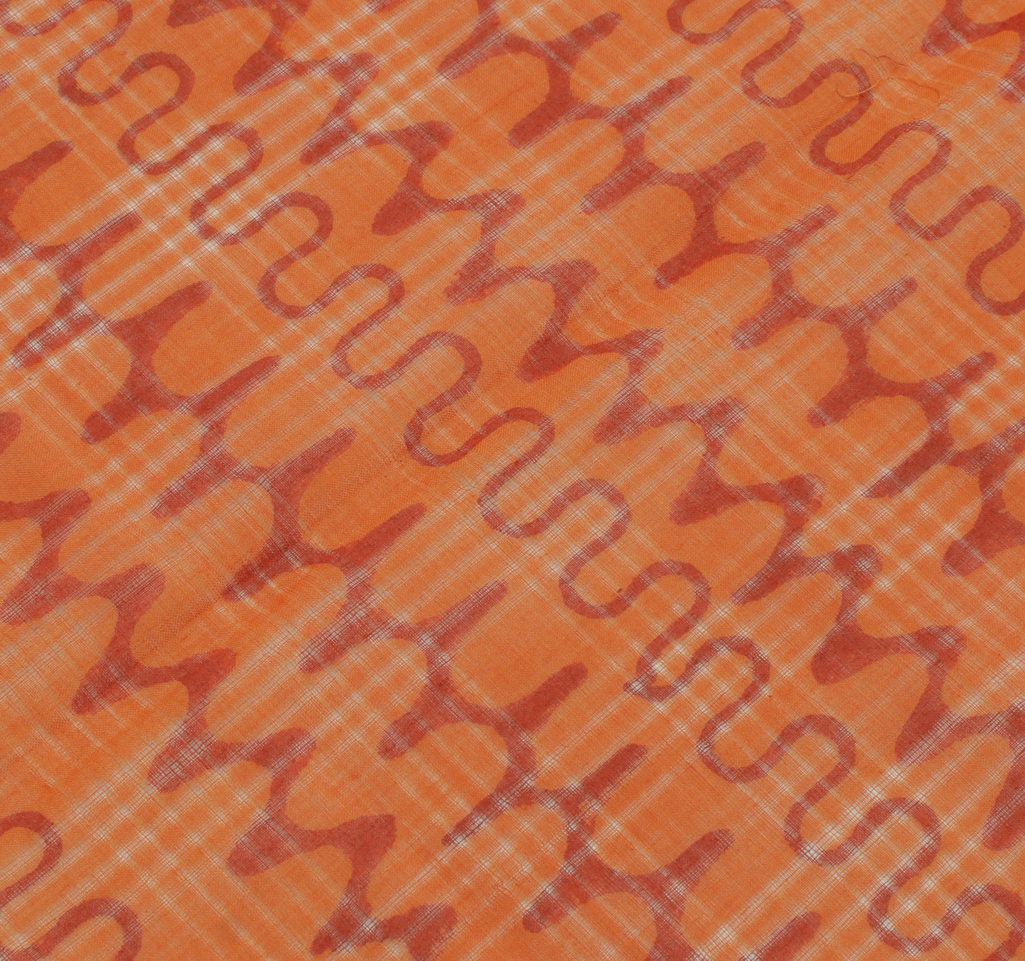 Sushila Vintage Orange Indian Dupatta 100% Pure Cotton Printed Long Stole Hijab
