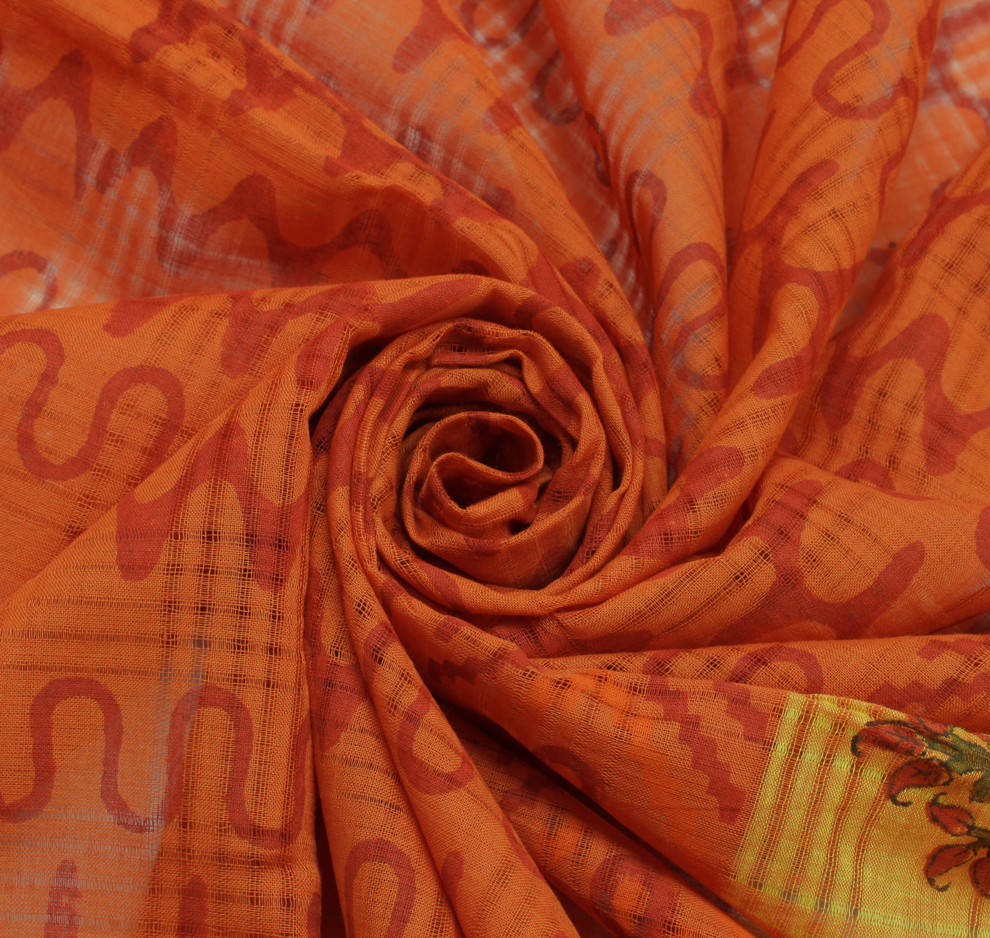 Sushila Vintage Orange Indian Dupatta 100% Pure Cotton Printed Long Stole Hijab