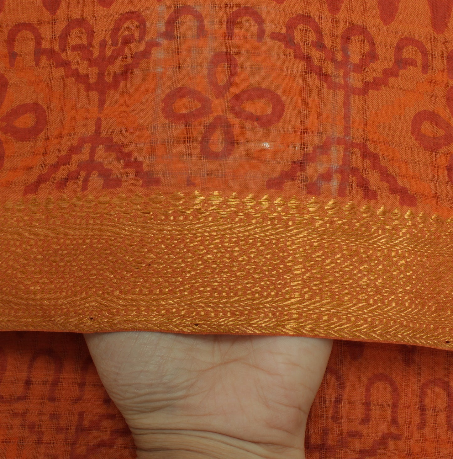 Sushila Vintage Orange Indian Dupatta 100% Pure Cotton Printed Long Stole Hijab