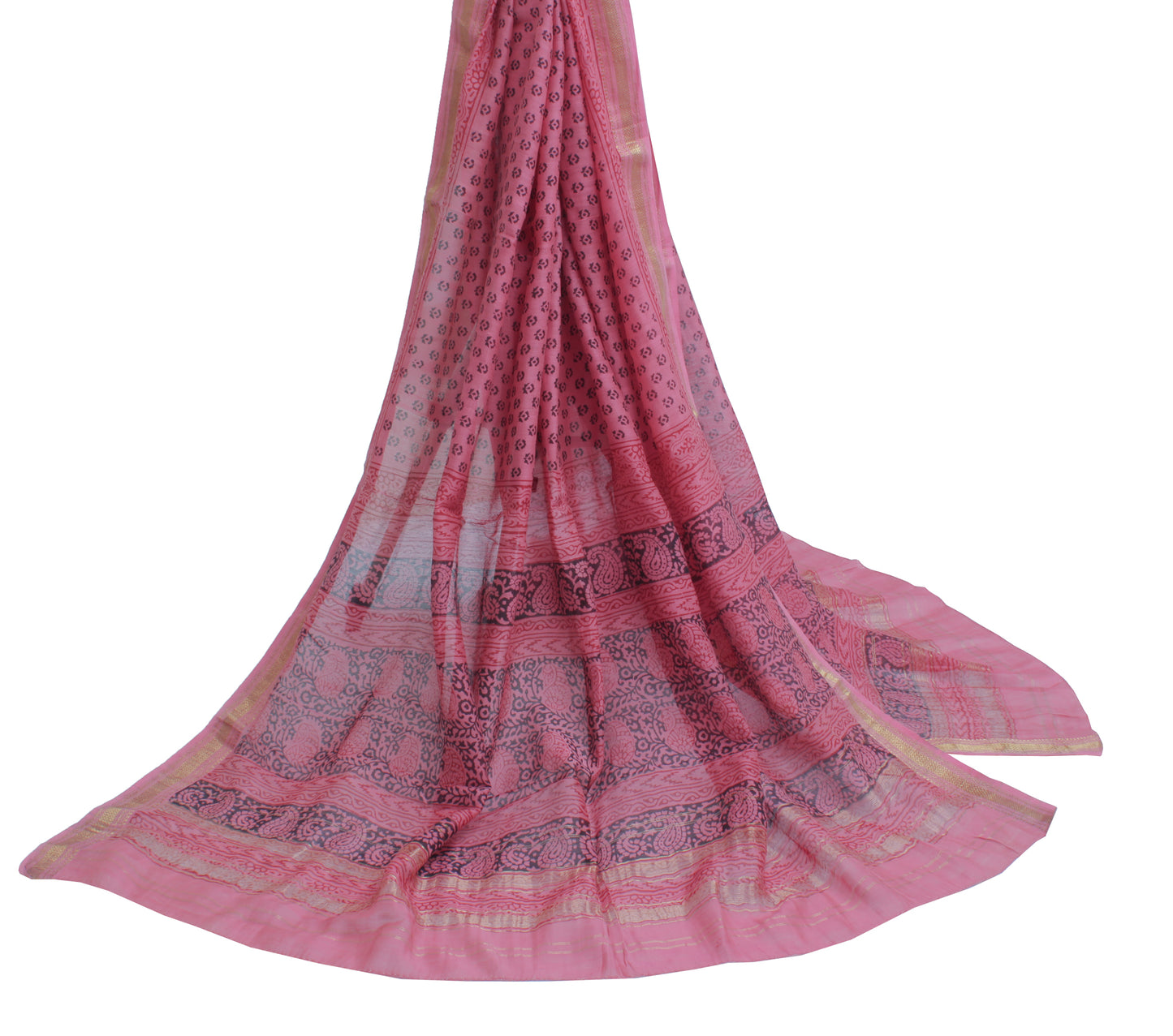 Sushila Vintage Pink Indian Dupatta 100% Pure Cotton Printed Long Stole Hijab