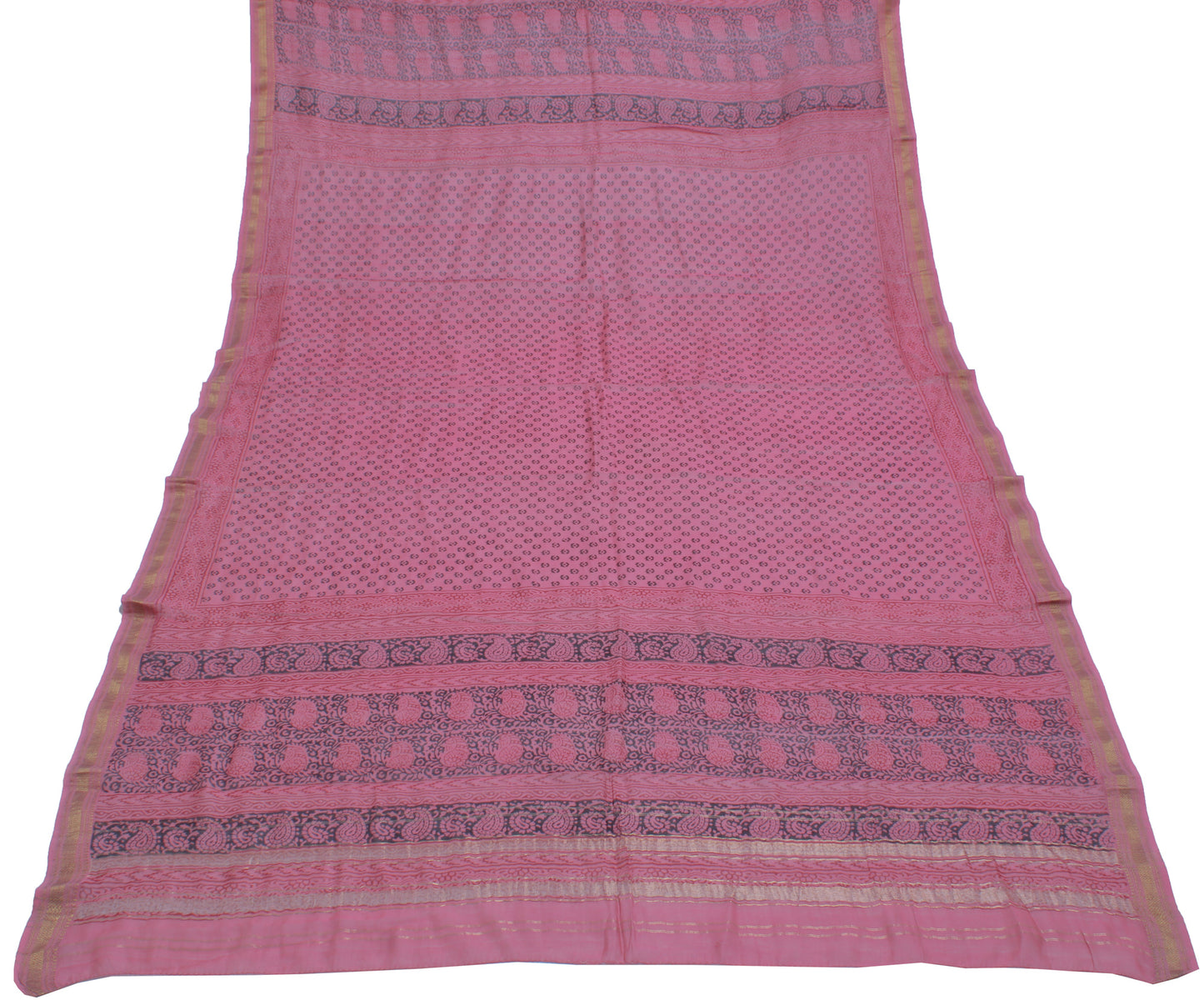 Sushila Vintage Pink Indian Dupatta 100% Pure Cotton Printed Long Stole Hijab