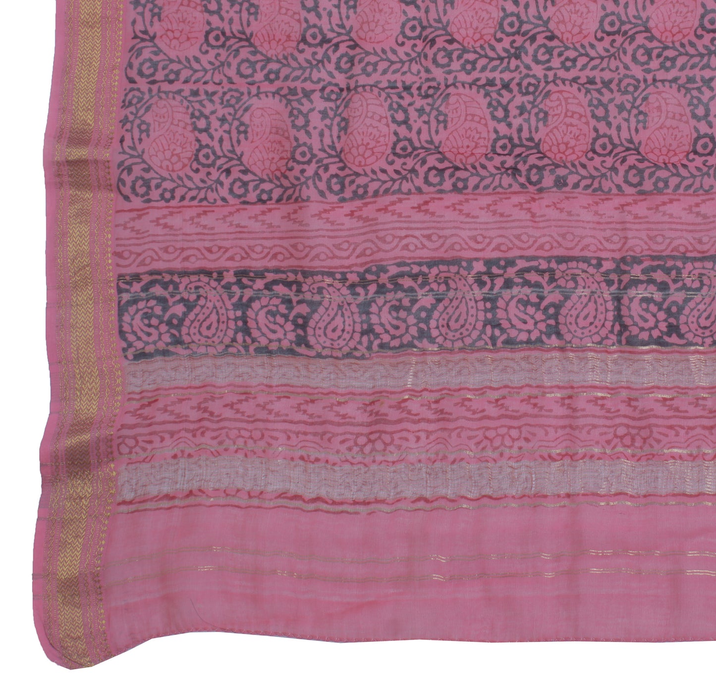 Sushila Vintage Pink Indian Dupatta 100% Pure Cotton Printed Long Stole Hijab