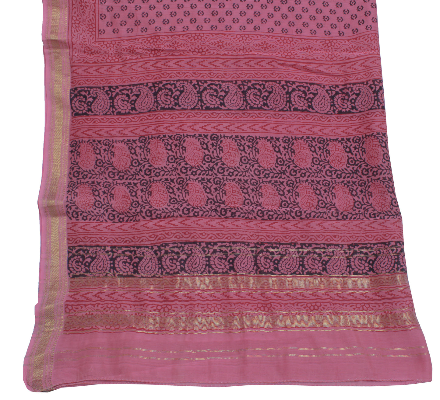 Sushila Vintage Pink Indian Dupatta 100% Pure Cotton Printed Long Stole Hijab