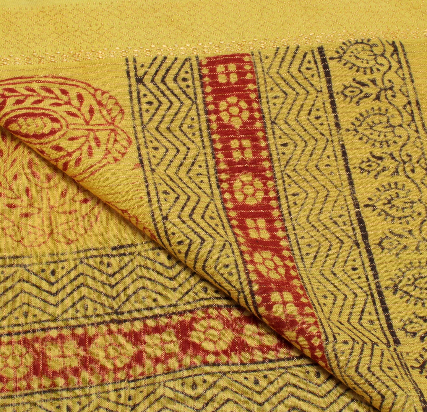 Sushila Vintage Yellow Indian Dupatta 100% Pure Cotton Printed Long Stole Hijab