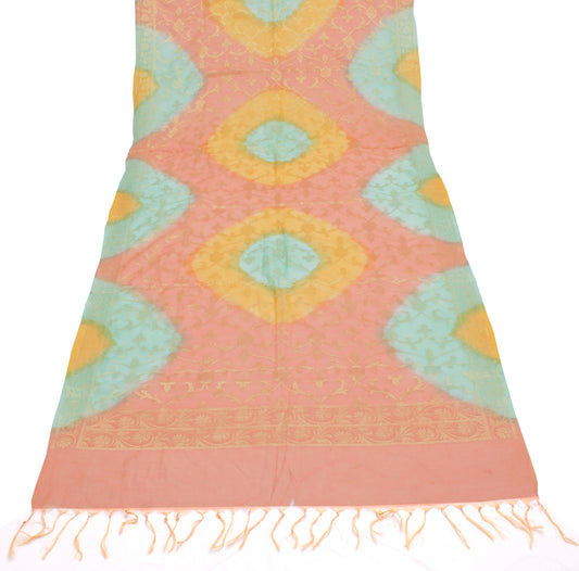 Sushila Vintage Multi-Color Dupatta Blend Cotton All Over Woven Long Stole Veil