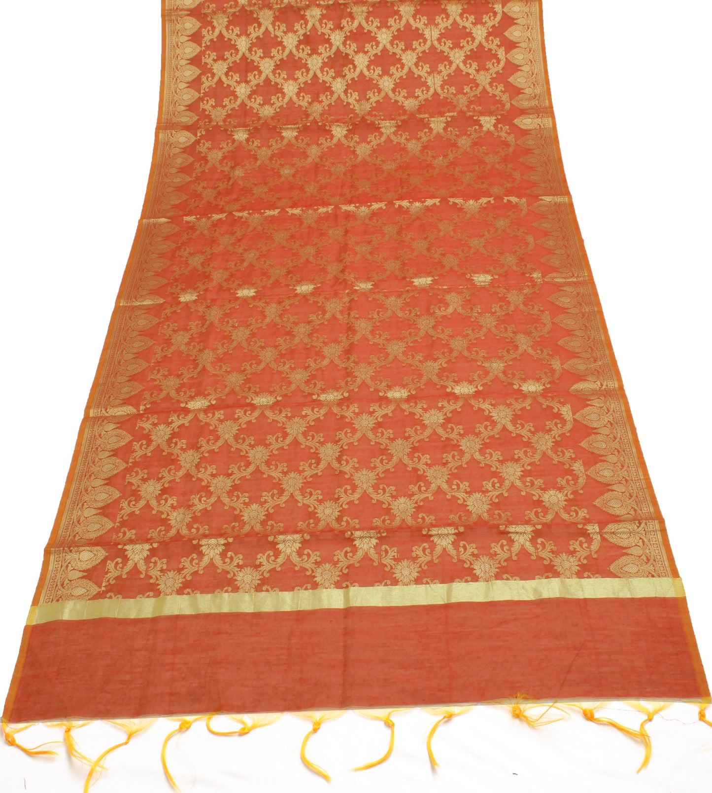 Sushila Vintage Rust Dupatta Blend Cotton All Over Zari Woven Long Stole Hijab