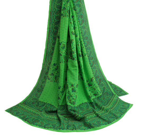Sushila Vintage Green Dupatta Pure Georgette Silk Printed Long Stole Hijab
