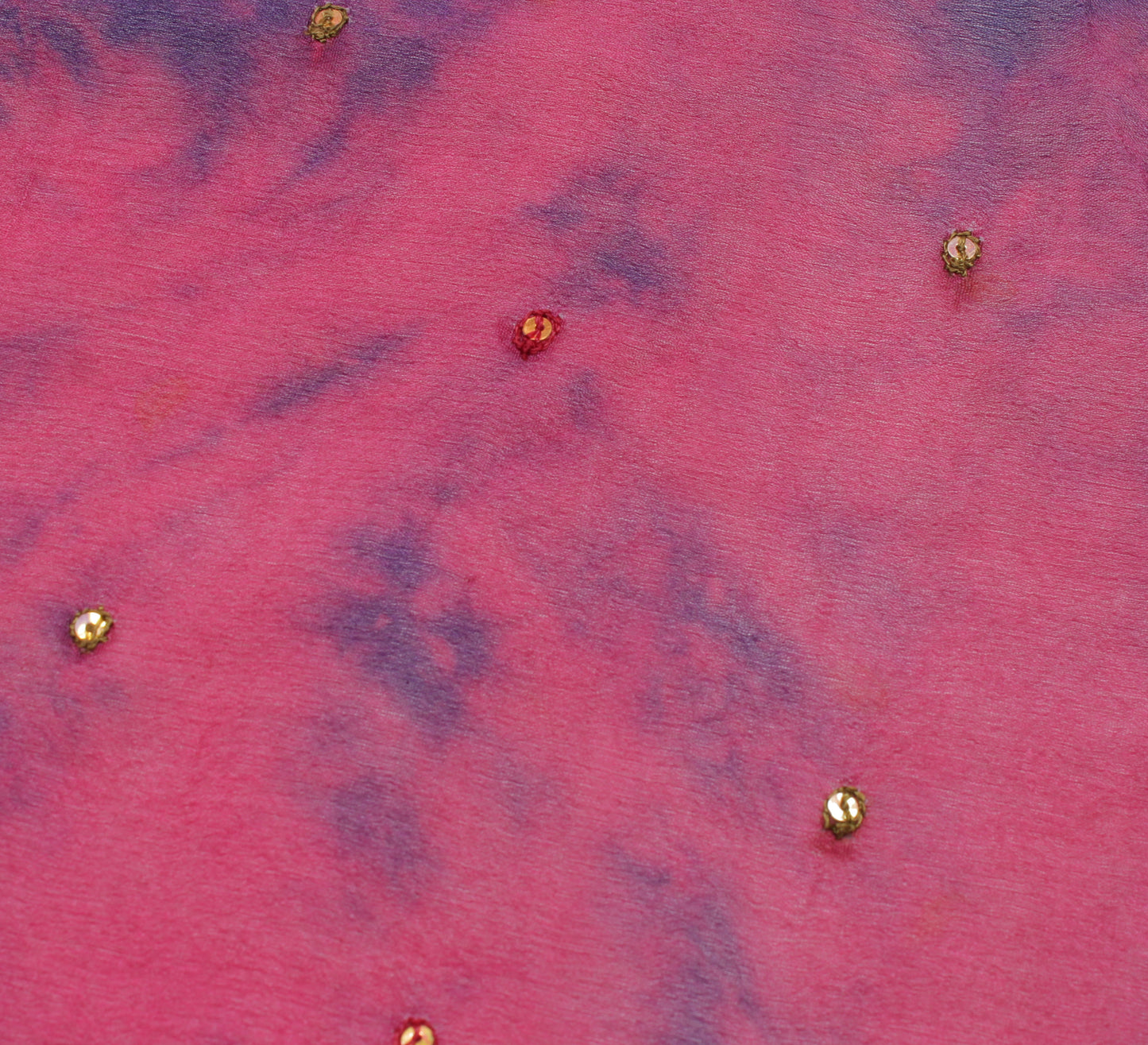 Sushila Vintage Indian Tie Dye Dupatta Pure Chiffon Silk Hand Beaded Long Stole