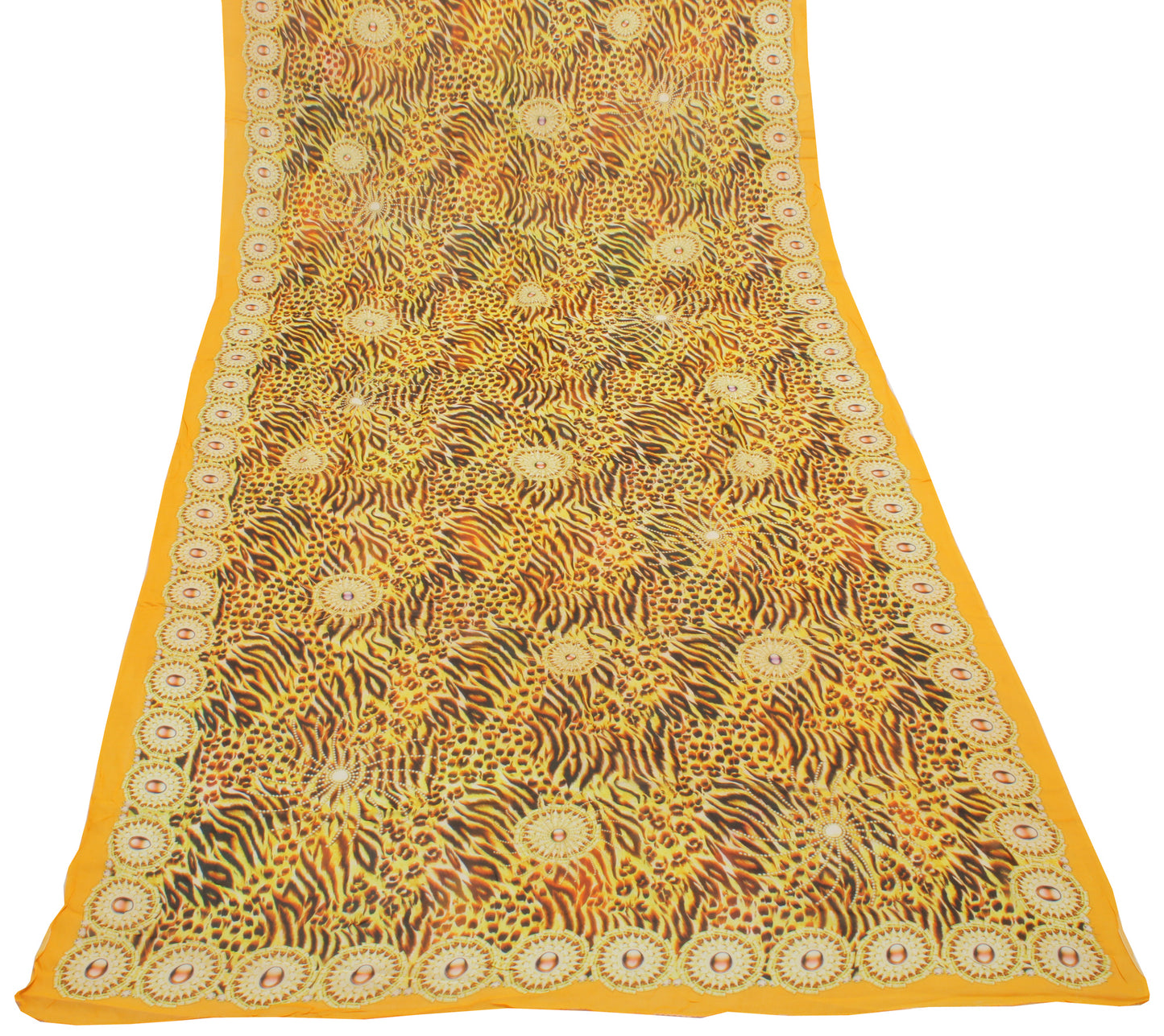 Sushila Vintage Yellow Dupatta Pure Georgette Silk Printed Long Stole Scarves