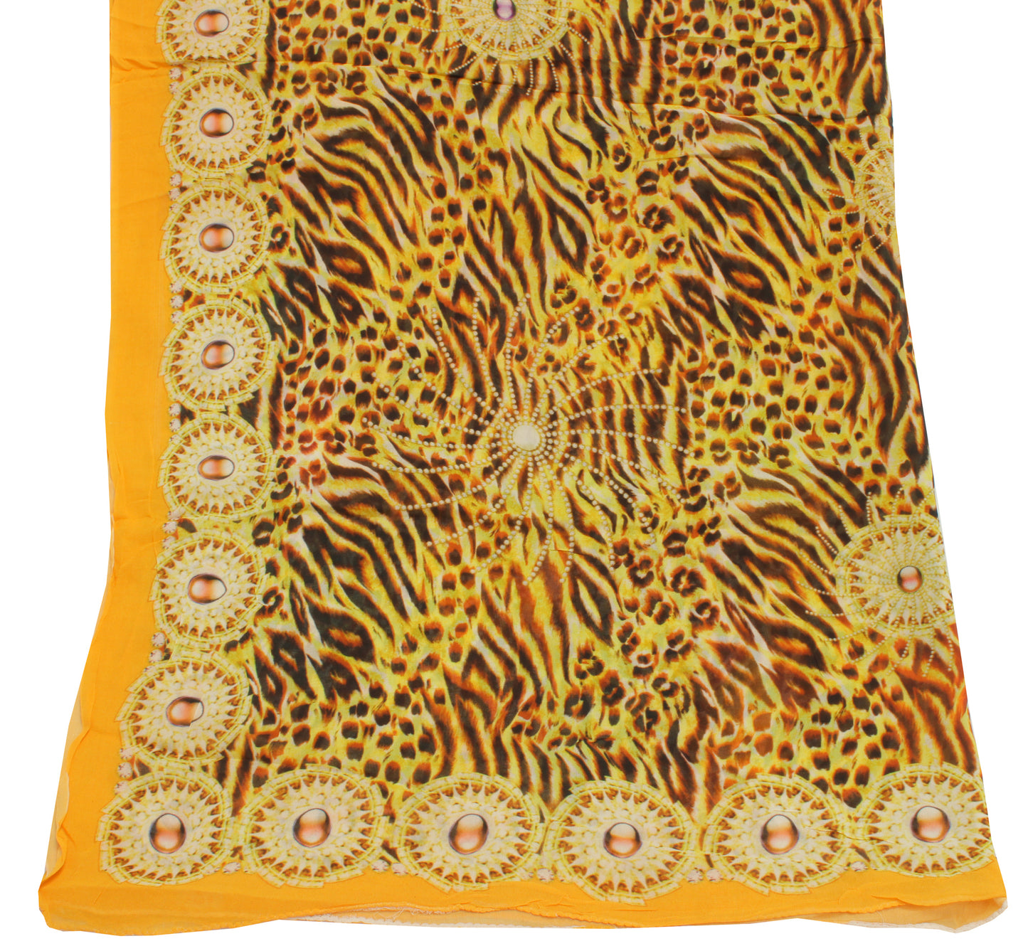 Sushila Vintage Yellow Dupatta Pure Georgette Silk Printed Long Stole Scarves