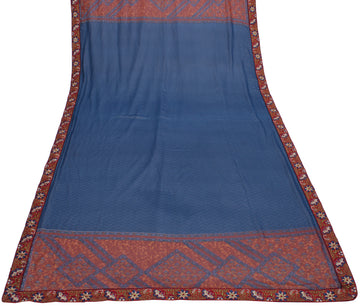 Sushila Vintage Blue Dupatta Blend Georgette Silk Printed Long Stole Hijab
