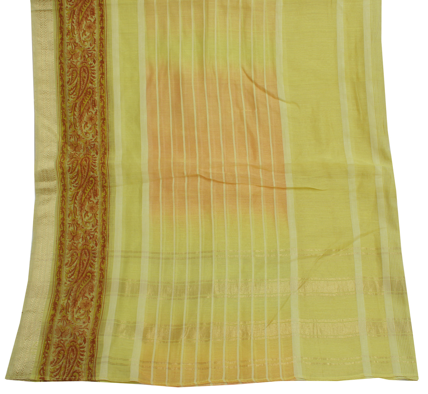 Sushila Vintage Lemon Green Dupatta Pure Cotton Woven & Printed Long Stole Veil