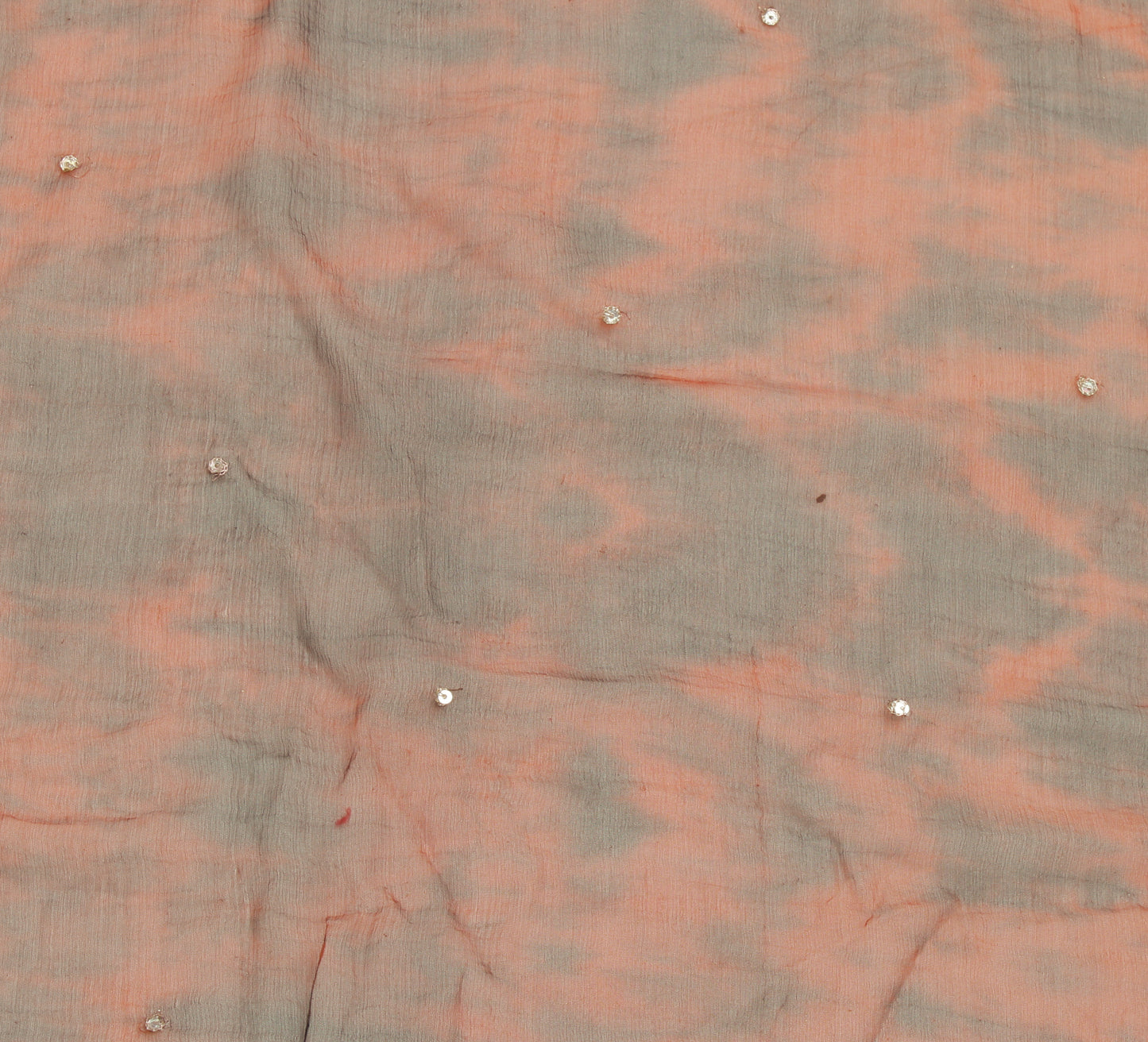 Sushila Vintage Brown Tie-Dye Dupatta Pure Chiffon Silk Hand Beaded Long Stole