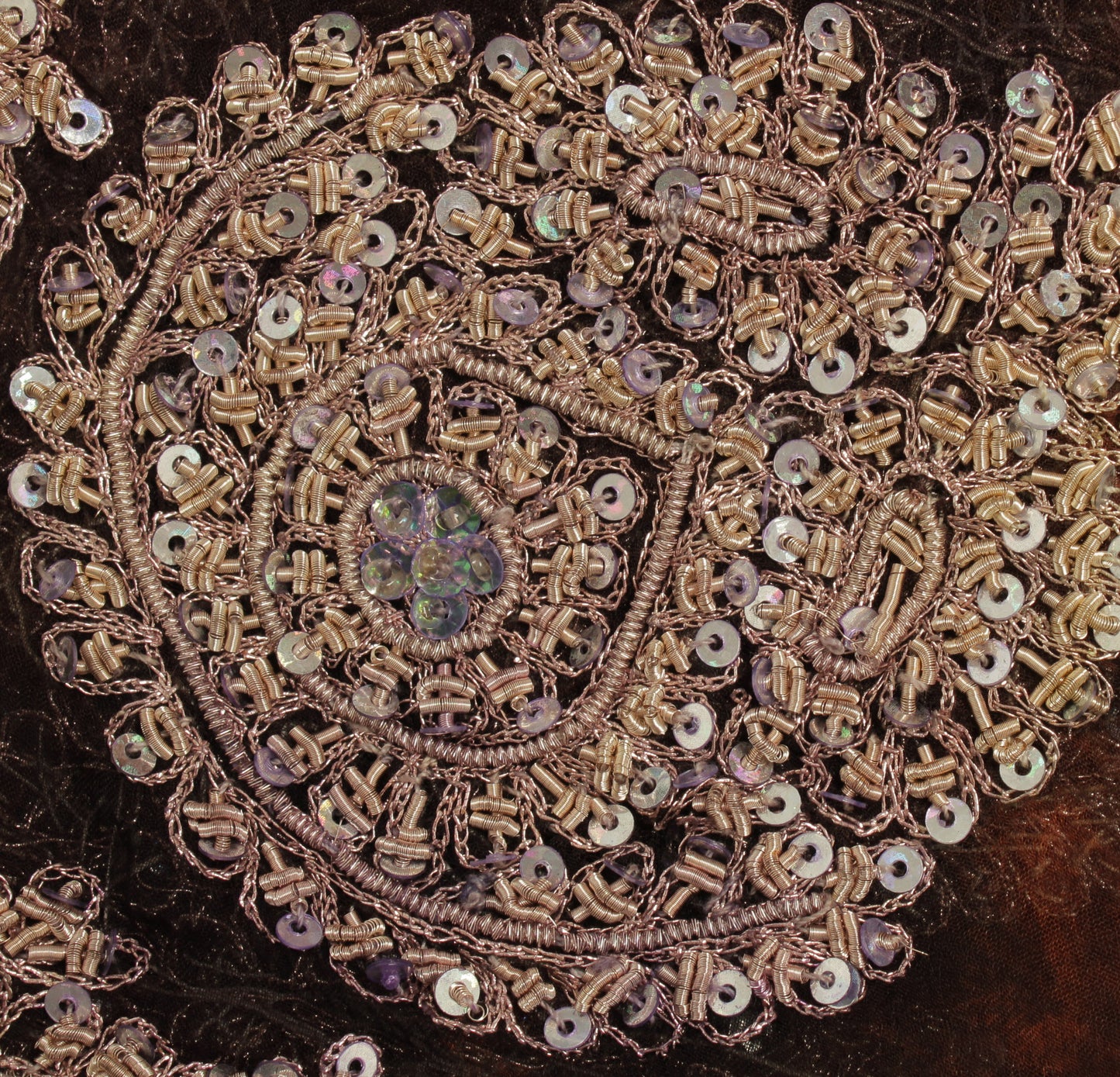 Sushila Vintage Brown Tie-Dye Dupatta Pure Chiffon Silk Hand Beaded Long Stole