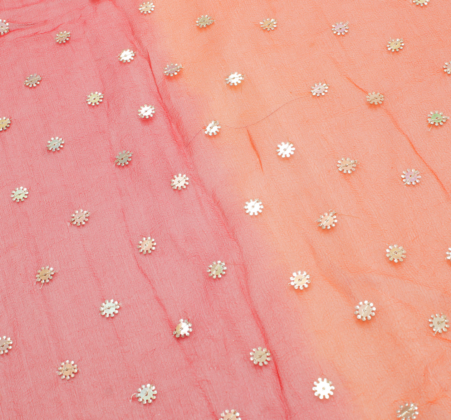 Sushila Vintage Red & Orange Dupatta Pure Georgette Silk Embroidered Long Stole