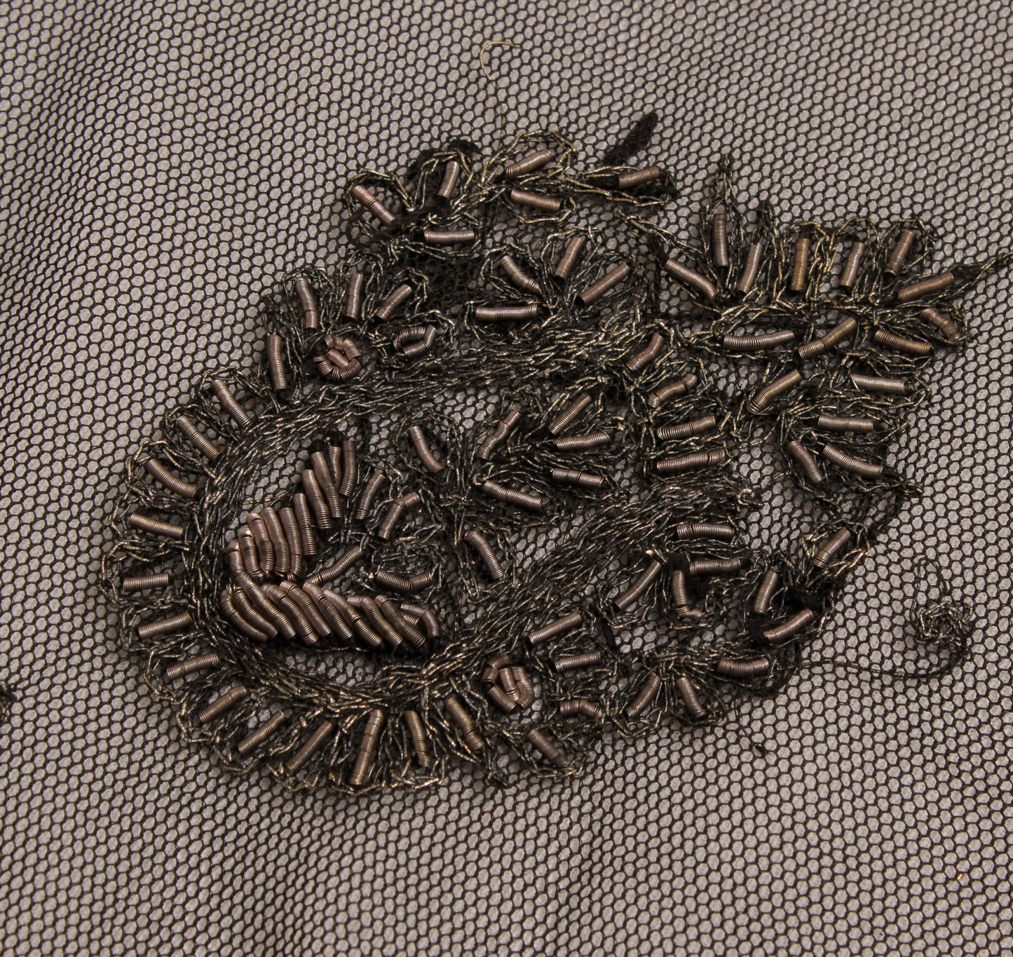 Sushila Vintage Black Indian Dupatta Net Mesh Hand Beaded Long Stole Hijab