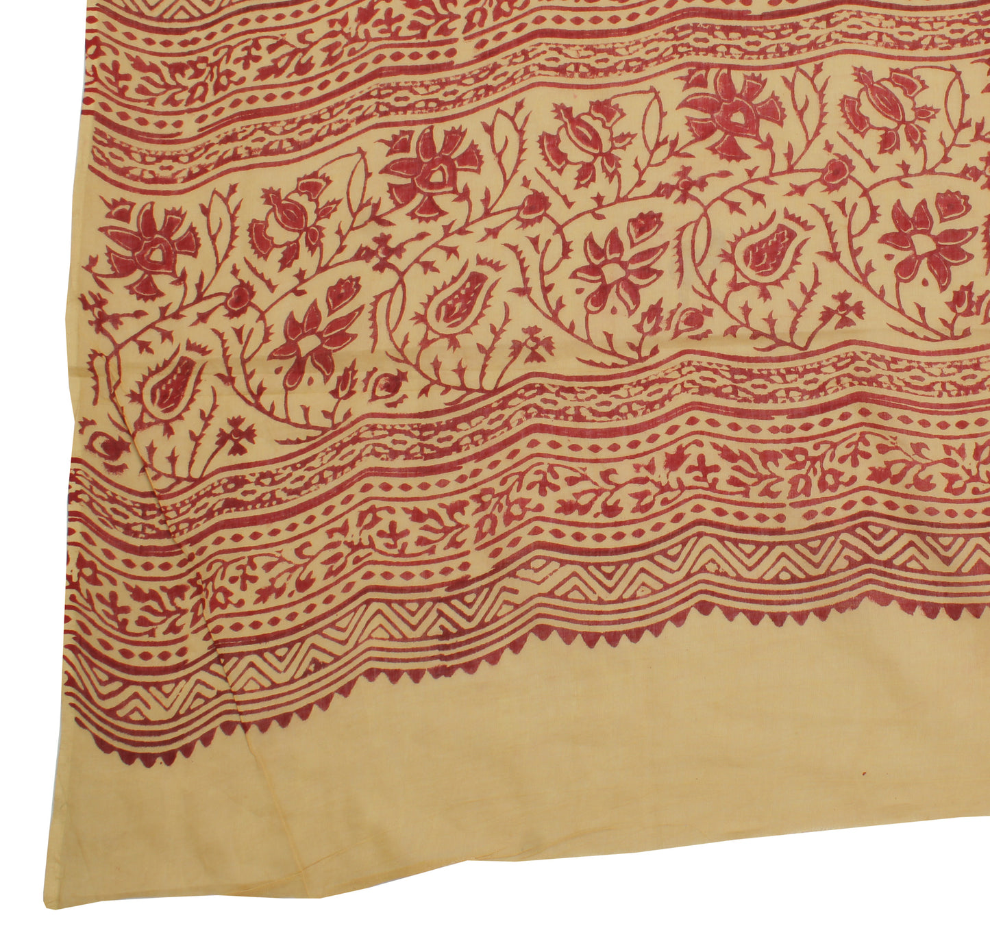 Sushila Vintage Light Brown Indian Dupatta Pure Cotton Printed Long Stole Hijab