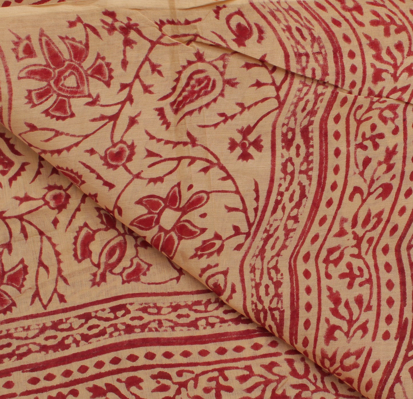 Sushila Vintage Light Brown Indian Dupatta Pure Cotton Printed Long Stole Hijab