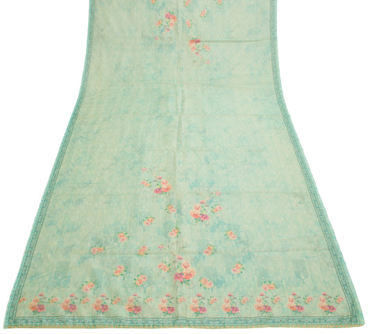 Sushila Vintage Green Dupatta Blend Silk Digital Printed Long Stole Scarves