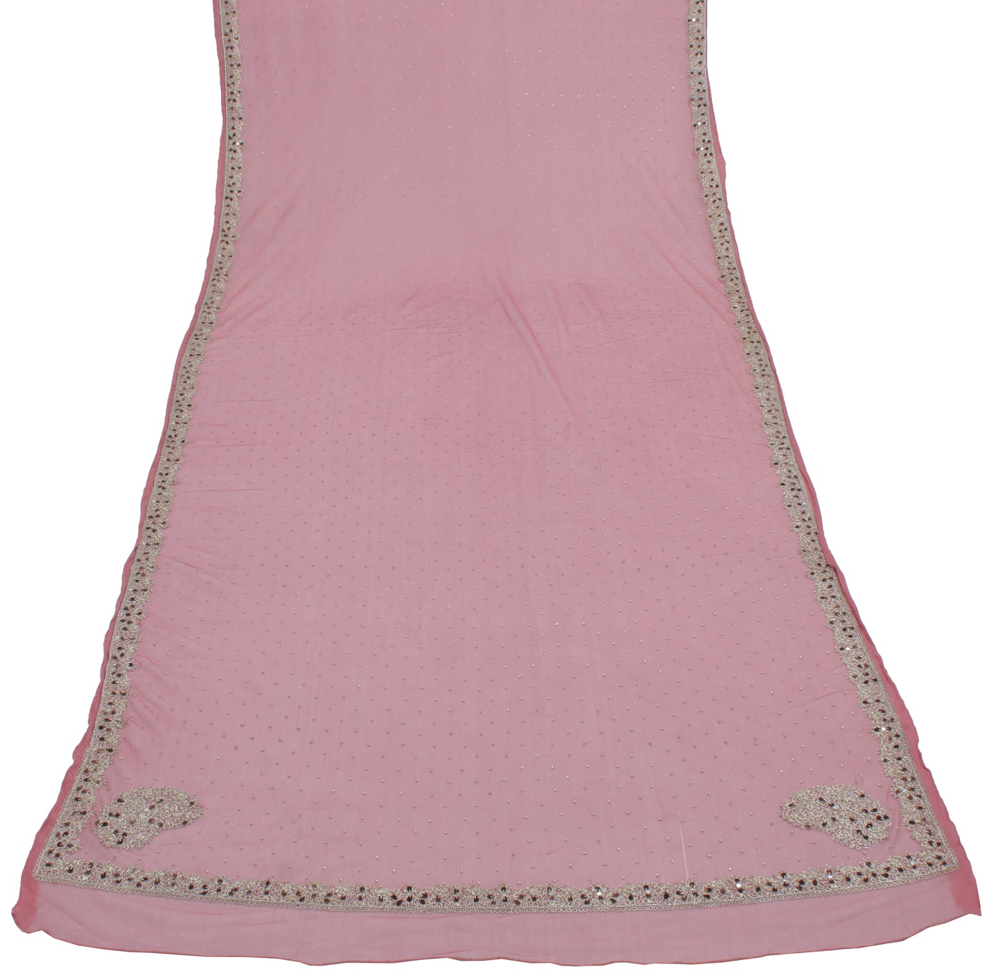 Sushila Vintage Indian Dupatta Net Mesh Hand Beaded Zardozi Long Stole Scarves