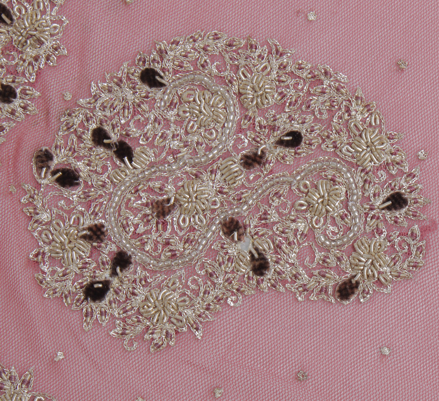 Sushila Vintage Indian Dupatta Net Mesh Hand Beaded Zardozi Long Stole Scarves