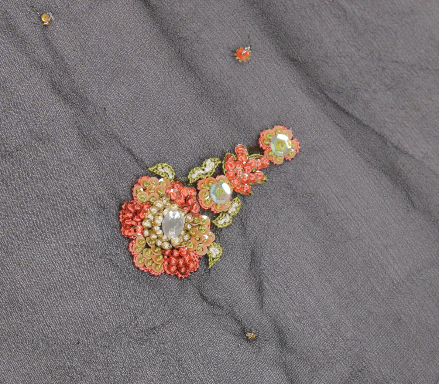 Sushila Vintage Black Dupatta Pure Georgette Silk Sequins Embroidered Long Stole