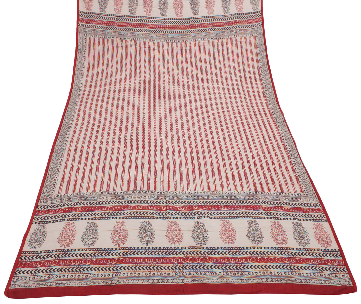 Sushila Vintage Cream Indian Dupatta 100% Pure Cotton Printed Long Stole Scarves