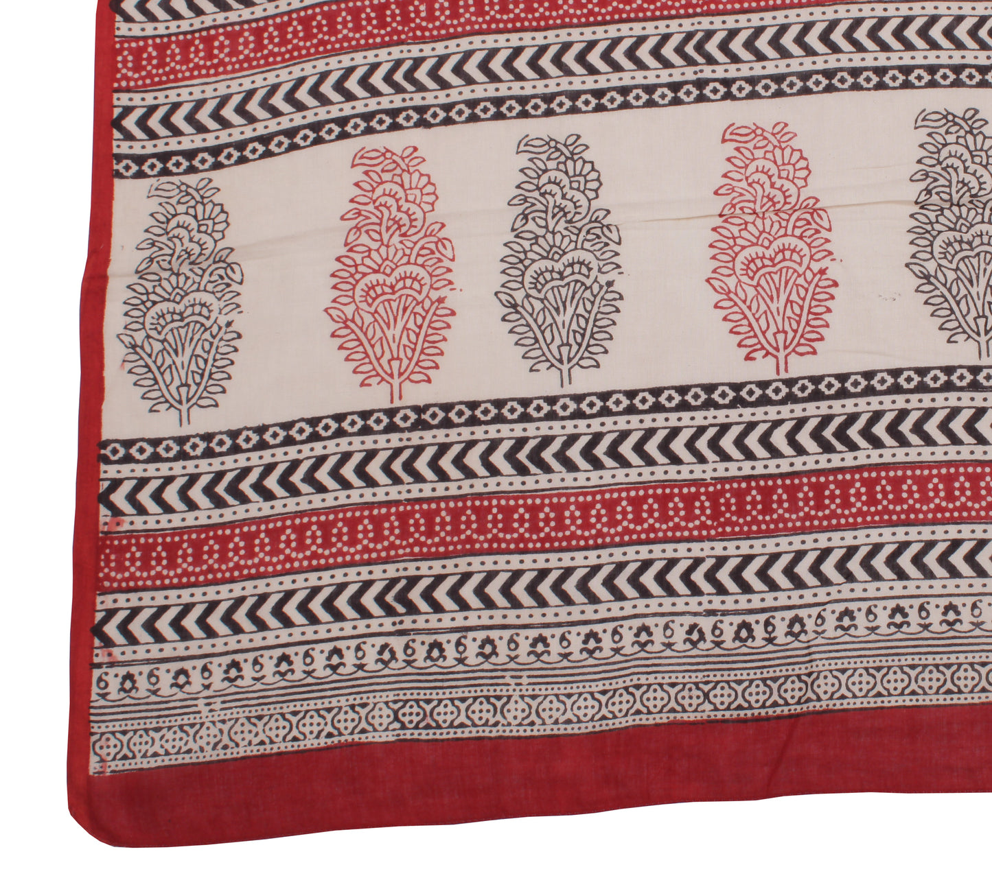 Sushila Vintage Cream Indian Dupatta 100% Pure Cotton Printed Long Stole Scarves