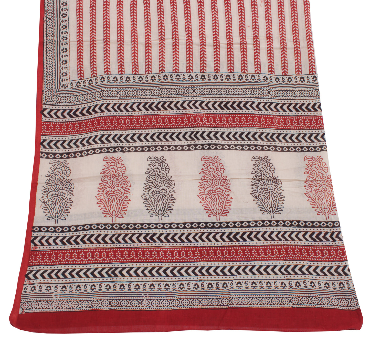 Sushila Vintage Cream Indian Dupatta 100% Pure Cotton Printed Long Stole Scarves