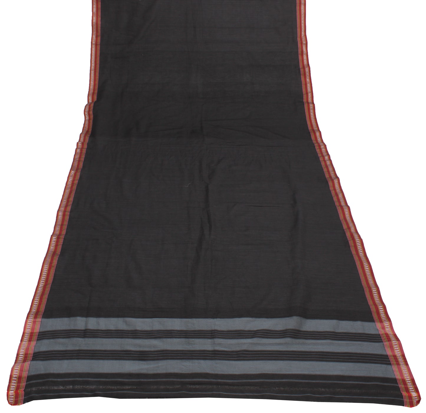 Sushila Vintage Black Indian Dupatta Blend Cotton Woven Long Stole Scarves