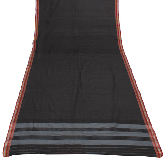 Sushila Vintage Black Indian Dupatta Blend Cotton Woven Long Stole Scarves
