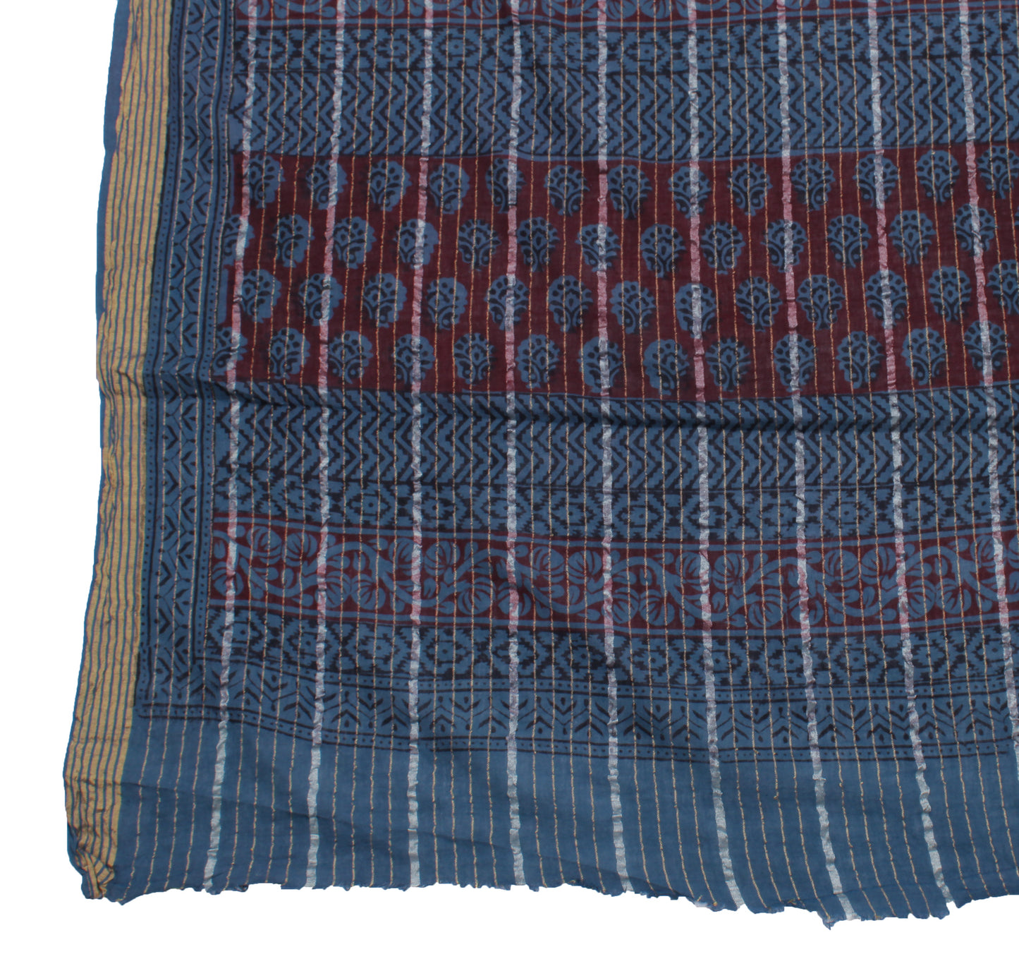 Sushila Vintage Blue Indian Dupatta Pure Cotton Printed Long Stole Scarves Veil