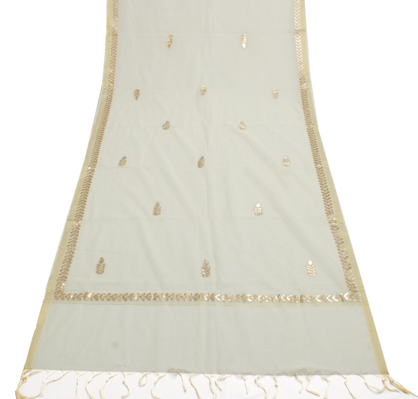 Sushila Vintage Cream Indian Dupatta 100% Pure Cotton Long Stole Scarves Hijab